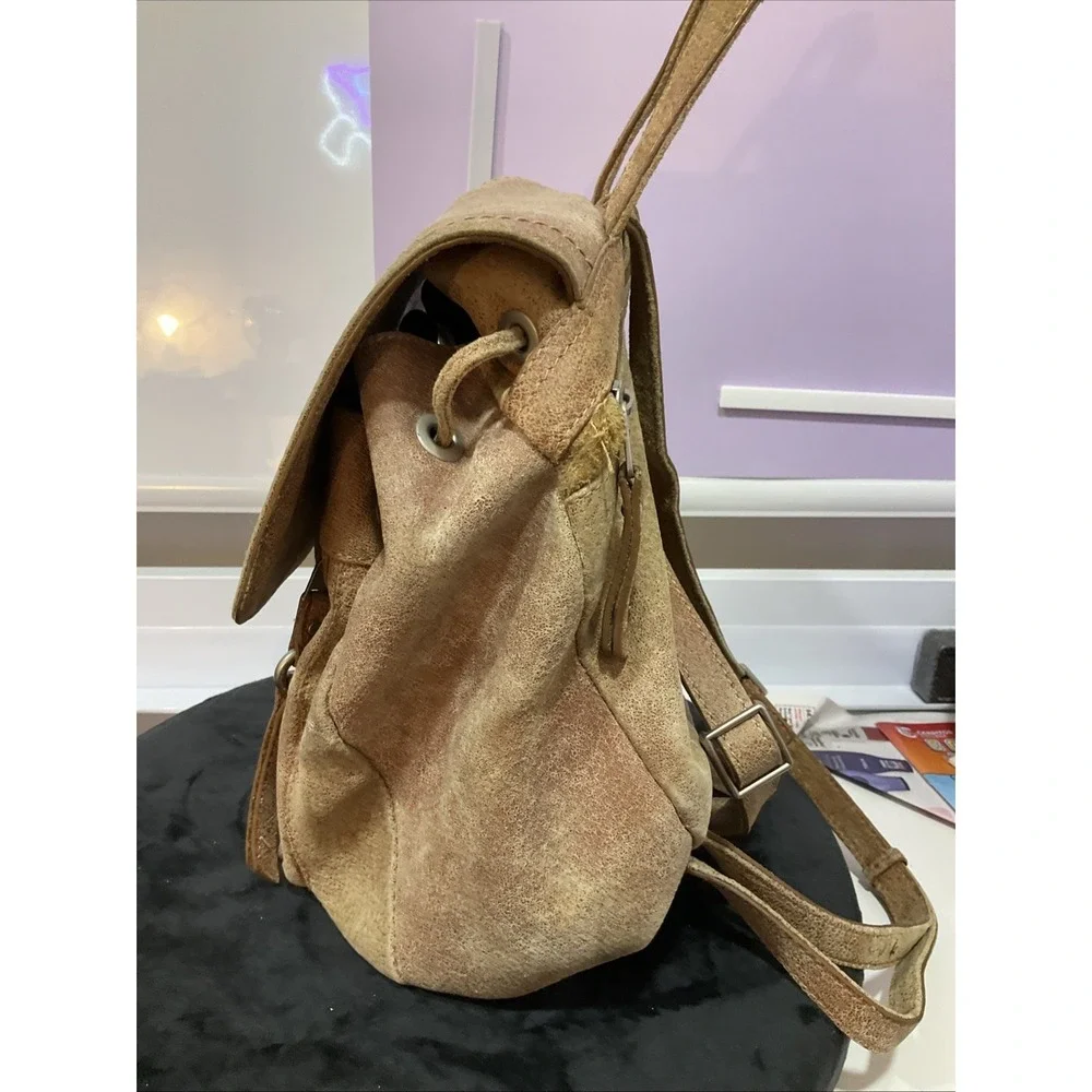 Vintage Arthur & Aston Brown Leather Backpack Purse with Flap Shoulder Bag